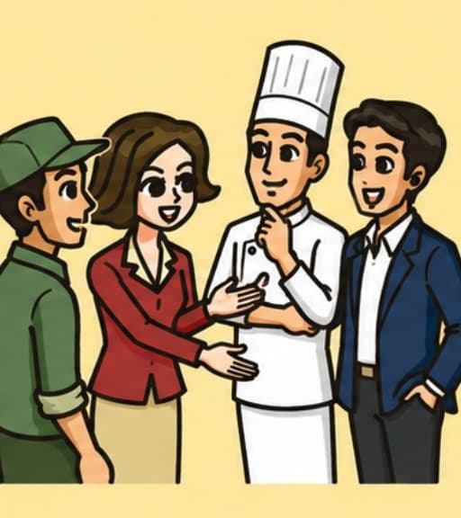 生産者・料理人・企業を引き合わせるイラスト