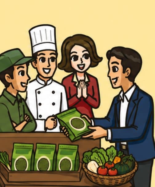 完成した商品を販売先へ届けるイラスト